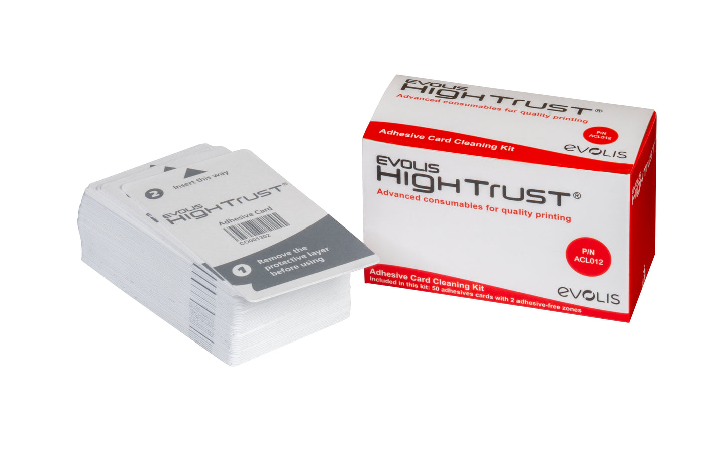 Evolis ACL012 - 50 Adhesive Cards with 2 Adhesive-Free Zones