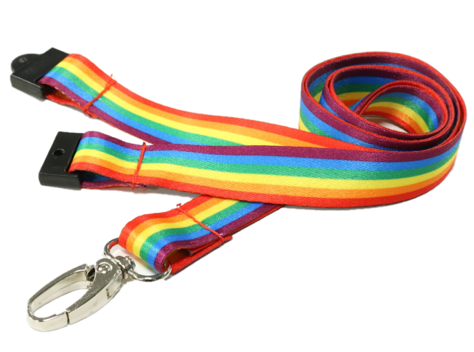 Rainbow Stripe Lanyards with Metal Lobster Clip - pack 100