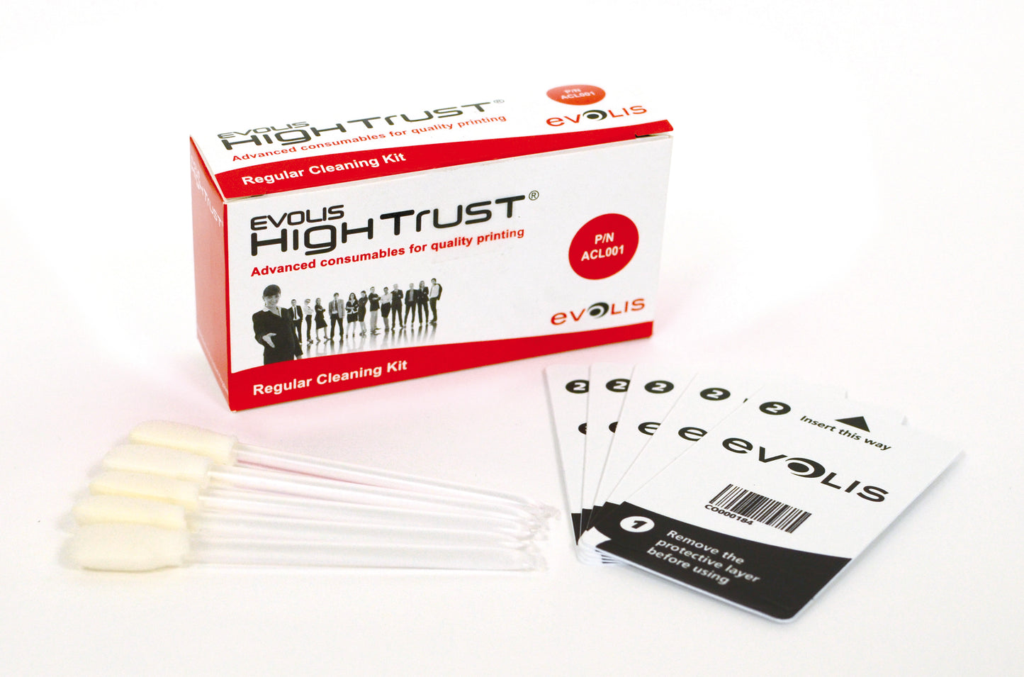 Evolis ACL001 Regular Cleaning Kit - 5 Adhesive Cards, 5 Swabs