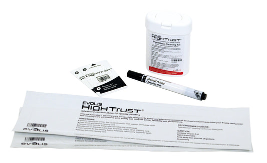 Evolis ACL002 Advanced Cleaning Kit - 2 T Cards, 2 Adhesive Cards, 1 Pen, 60 Wipes (Dispenser)