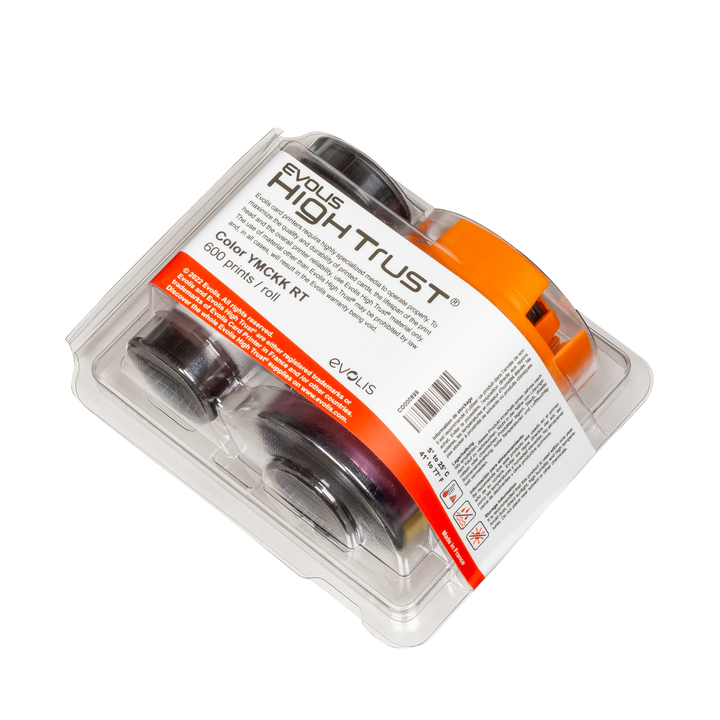 Evolis RT5F102E100 YMCKK Colour Ribbon 600 Prints